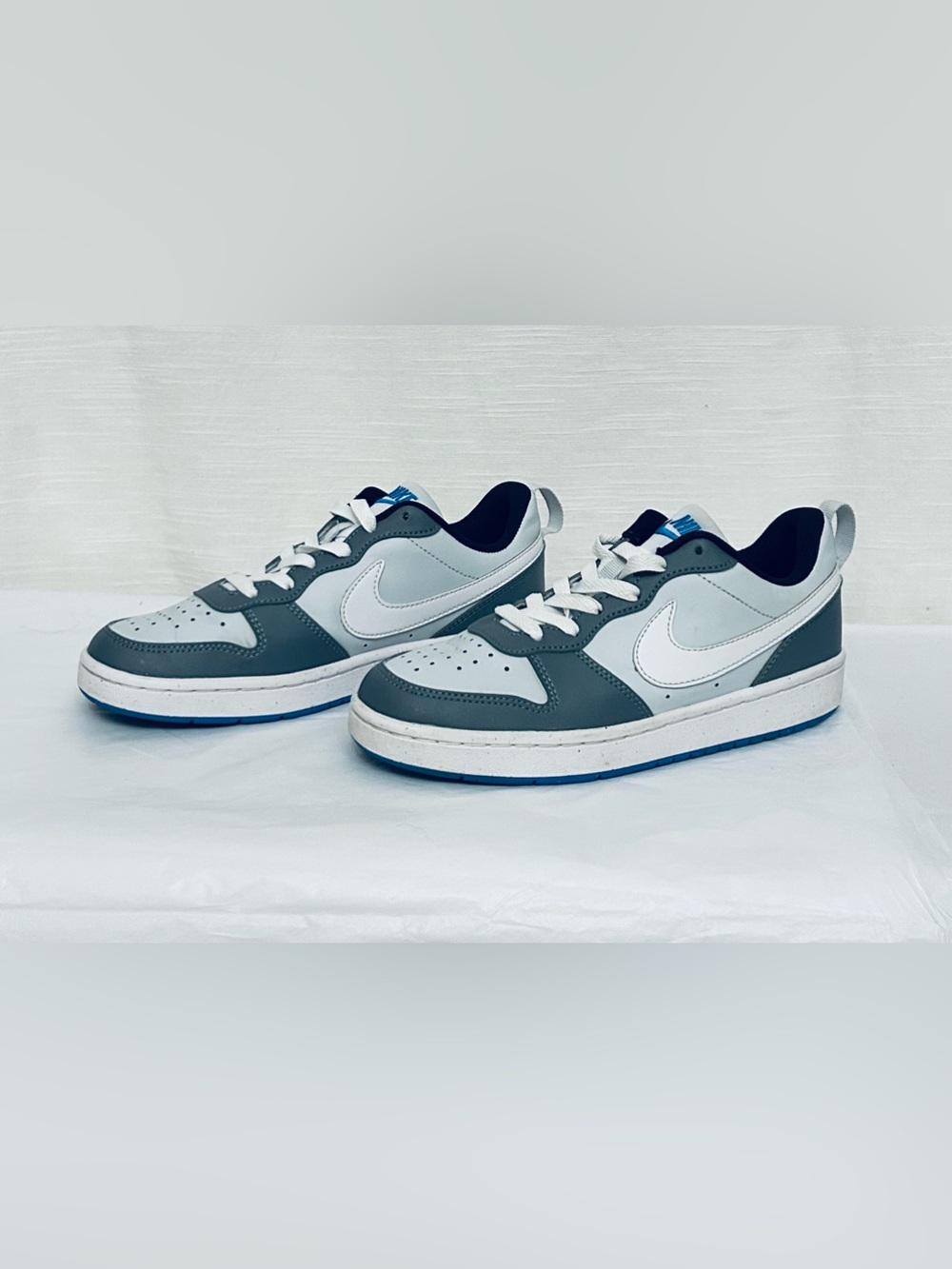 Nike Court Borough Low Top Recraft GS Kids Gray, White and Blue Sneakers
